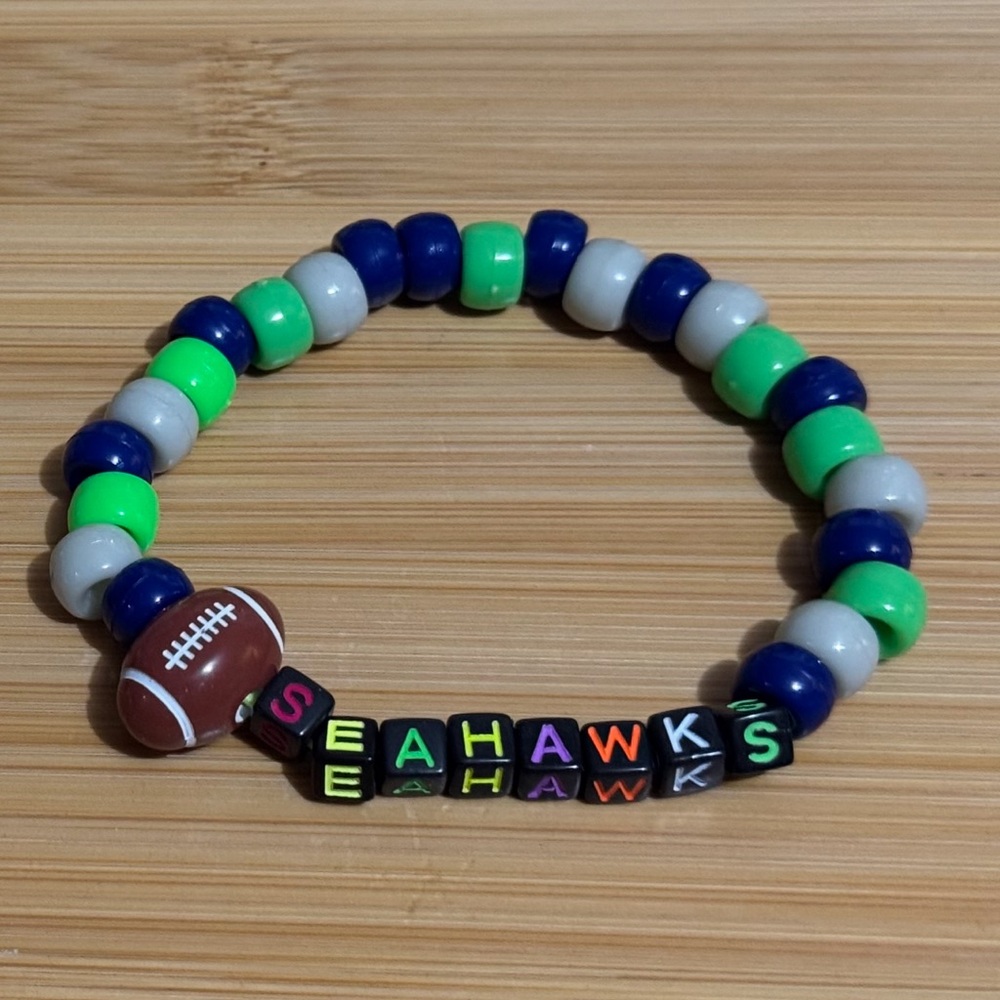 Seahawks green grey and blue 7 to 8 inch bracelet I can make other teams too .